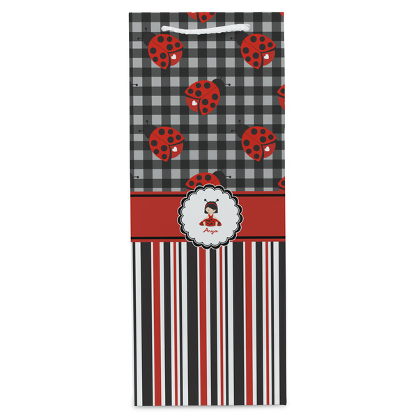 Ladybugs & Stripes Wine Gift Bag - Matte - Front