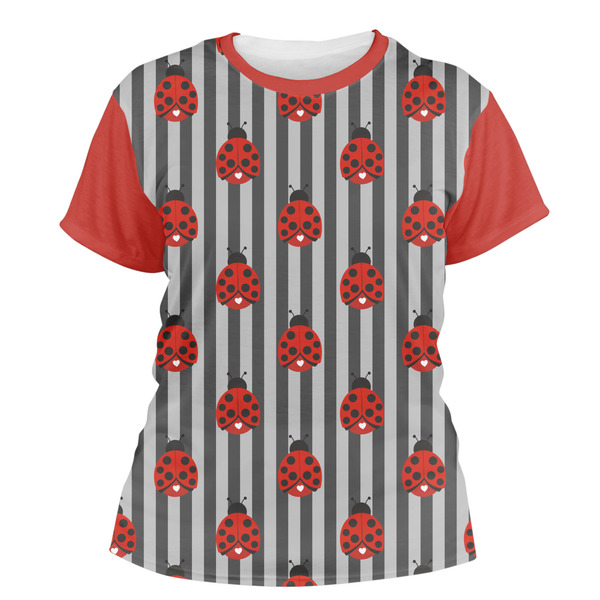 Custom Ladybugs & Stripes Women's Crew T-Shirt - Small