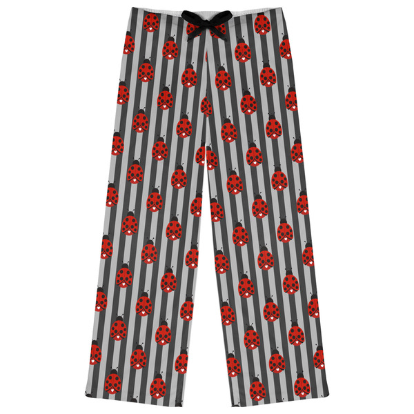 Custom Ladybugs & Stripes Womens Pajama Pants - L