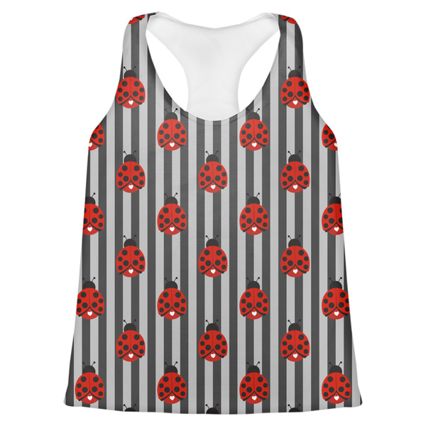 Custom Ladybugs & Stripes Womens Racerback Tank Top - Large