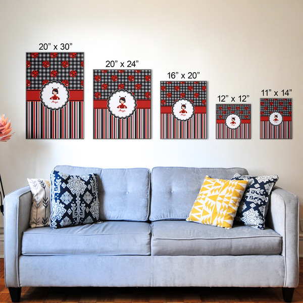 Ladybugs & Stripes Wood Prints - Size Comparison