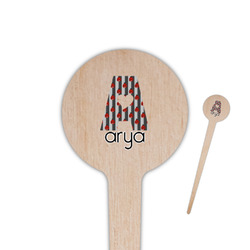 Ladybugs & Stripes 4" Round Wooden Food Picks - Single Sided (Personalized)