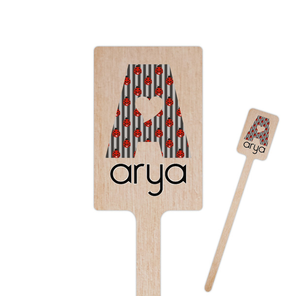Custom Ladybugs & Stripes Rectangle Wooden Stir Sticks (Personalized)