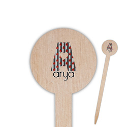 Ladybugs & Stripes 6" Round Wooden Food Picks - Single Sided (Personalized)
