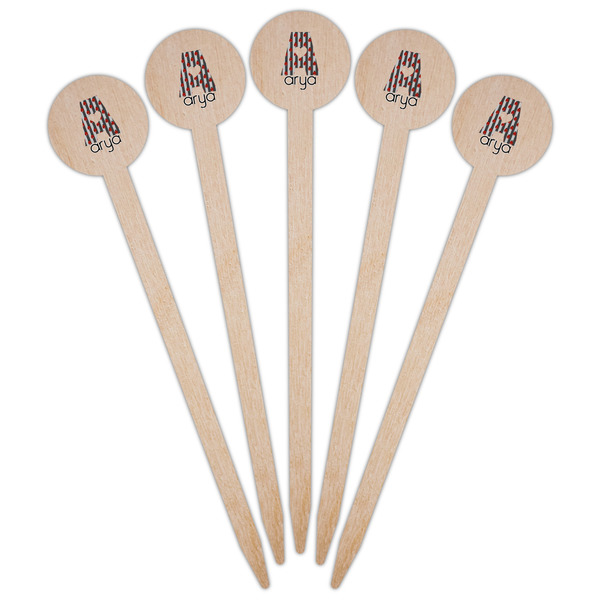 Ladybugs & Stripes Wooden 6" Food Pick - Round - Fan View