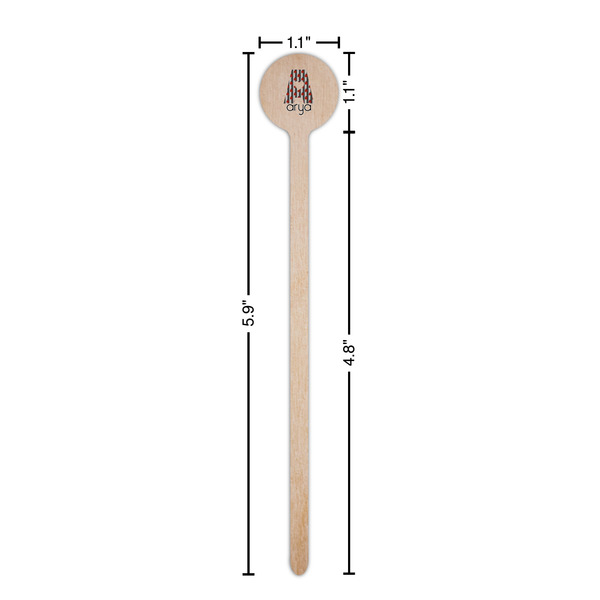 Ladybugs & Stripes Wooden 6" Stir Stick - Round - Dimensions