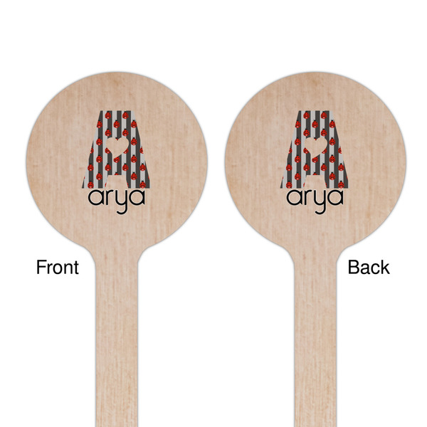 Ladybugs & Stripes Wooden 6" Stir Stick - Round - Double Sided - Front & Back