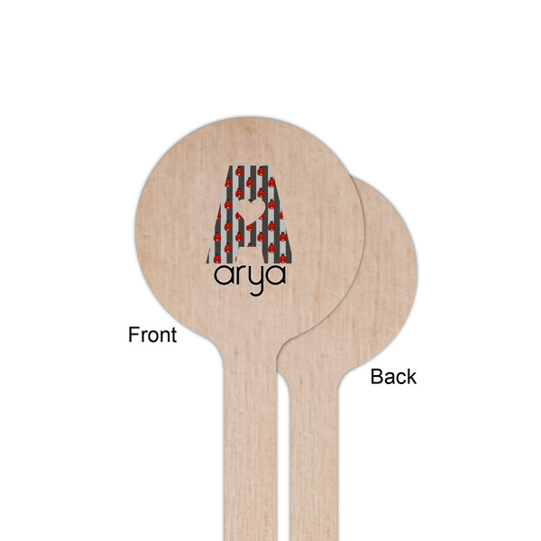 Ladybugs & Stripes Wooden 6" Stir Stick - Round - Single Sided - Front & Back