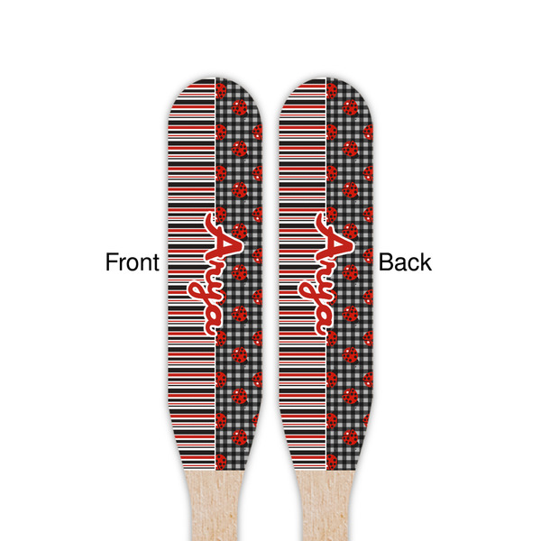 Ladybugs & Stripes Wooden Food Pick - Paddle - Double Sided - Front & Back
