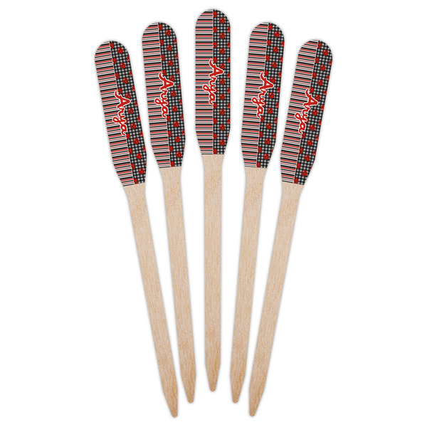 Ladybugs & Stripes Wooden Food Pick - Paddle - Fan View