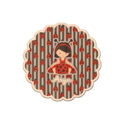 Ladybugs & Stripes Genuine Maple or Cherry Wood Sticker (Personalized)