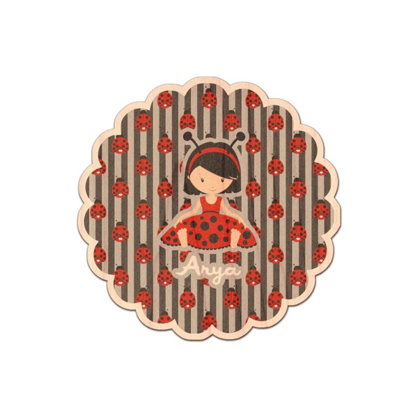 Custom Ladybugs & Stripes Genuine Maple or Cherry Wood Sticker (Personalized)