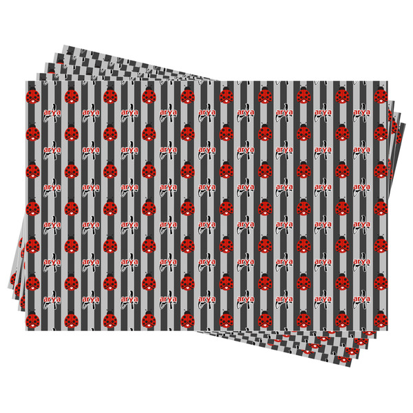 Ladybugs & Stripes Wrapping Paper - Front & Back - Sheets Approval
