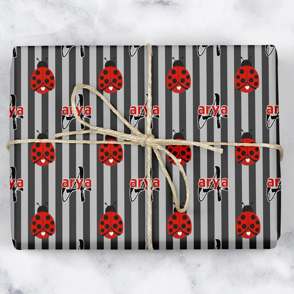 Custom Ladybugs & Stripes Wrapping Paper (Personalized)