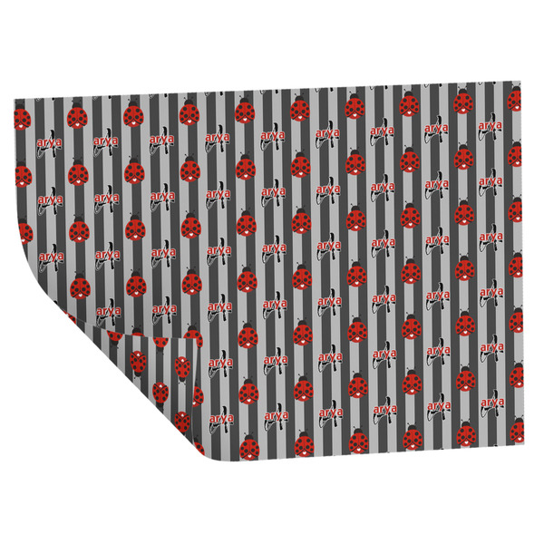 Custom Ladybugs & Stripes Wrapping Paper Sheets - Double-Sided - 20" x 28" (Personalized)