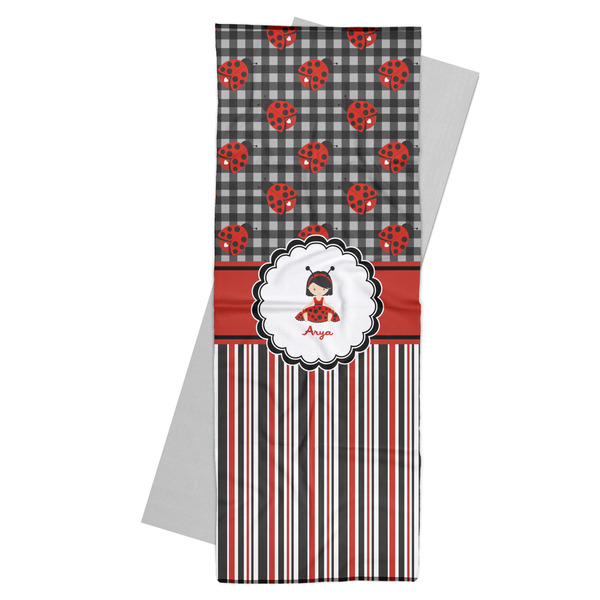 Custom Ladybugs & Stripes Yoga Mat Towel (Personalized)