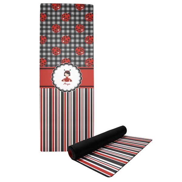 Custom Ladybugs & Stripes Yoga Mat (Personalized)