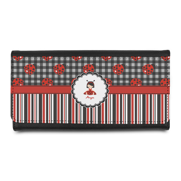 Custom Ladybugs & Stripes Leatherette Ladies Wallet (Personalized)