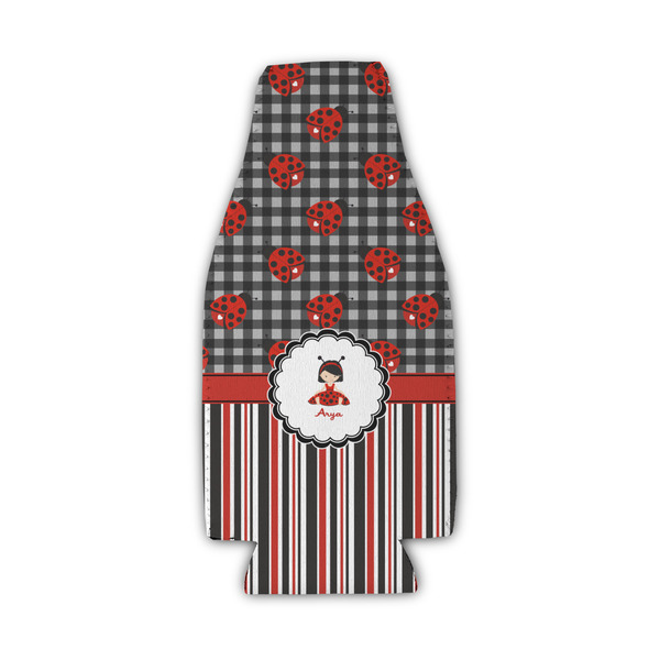 Custom Ladybugs & Stripes Zipper Bottle Cooler (Personalized)
