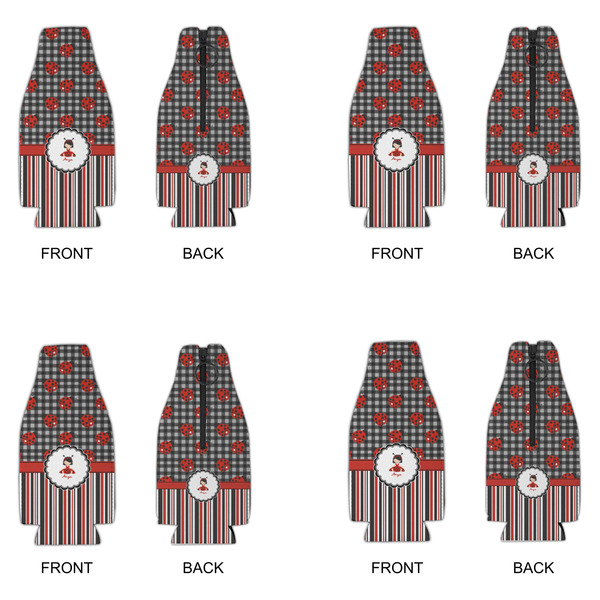 Ladybugs & Stripes Zipper Bottle Cooler - Set of 4 - APPROVAL