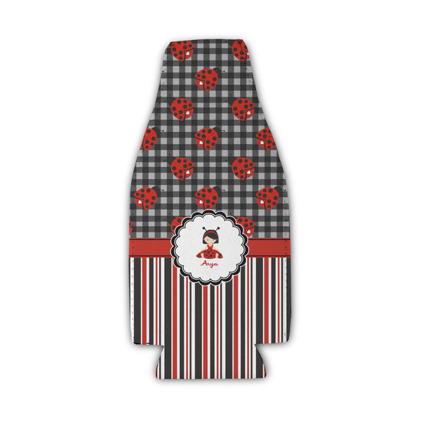 Ladybugs & Stripes Zipper Bottle Cooler - Set of 4 - FRONT