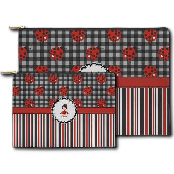 Ladybugs & Stripes Zippered Pouches - Size Comparison