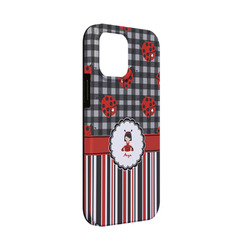 Ladybugs & Stripes iPhone Case - Rubber Lined - iPhone 13 Mini (Personalized)