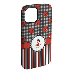 Ladybugs & Stripes iPhone Case - Rubber Lined - iPhone 15 Plus (Personalized)