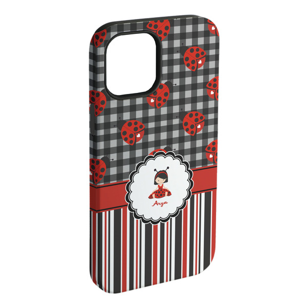 Custom Ladybugs & Stripes iPhone Case - Rubber Lined (Personalized)