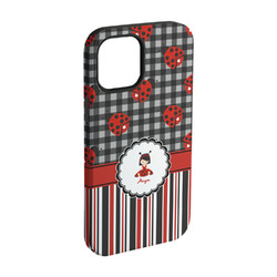 Ladybugs & Stripes iPhone Case - Rubber Lined - iPhone 15 Pro (Personalized)