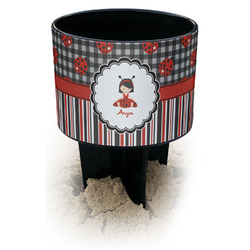 Ladybugs & Stripes Black Beach Spiker Drink Holder (Personalized)