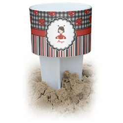 Ladybugs & Stripes White Beach Spiker Drink Holder (Personalized)