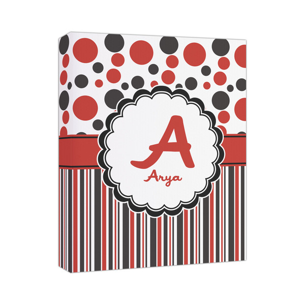 Custom Red & Black Dots & Stripes Canvas Print (Personalized)