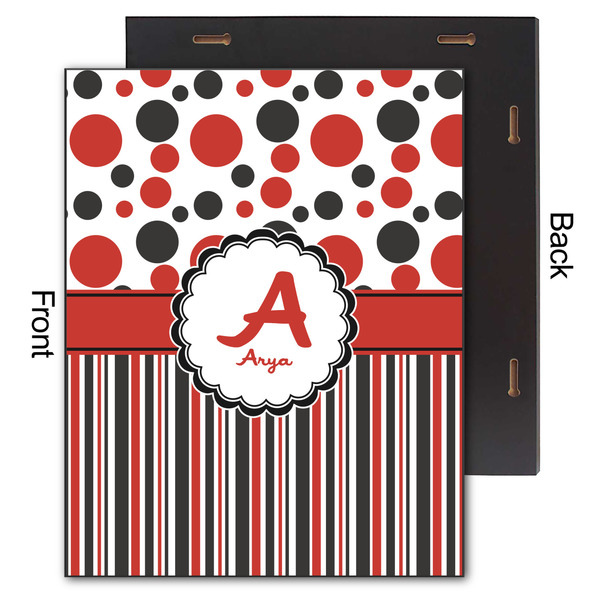 Red & Black Dots & Stripes 11x14 Wood Print - Front & Back View