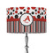 Red & Black Dots & Stripes 12" Drum Lampshade - ON STAND (Fabric)