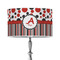 Red & Black Dots & Stripes 12" Drum Lampshade - ON STAND (Poly Film)