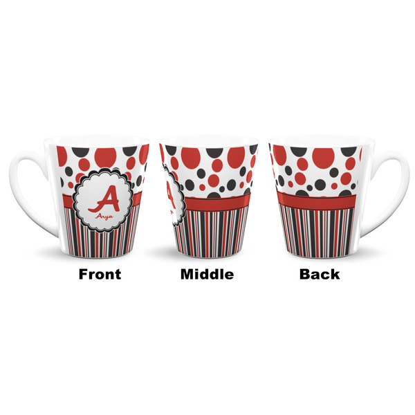 Red & Black Dots & Stripes 12 Oz Latte Mug - Approval