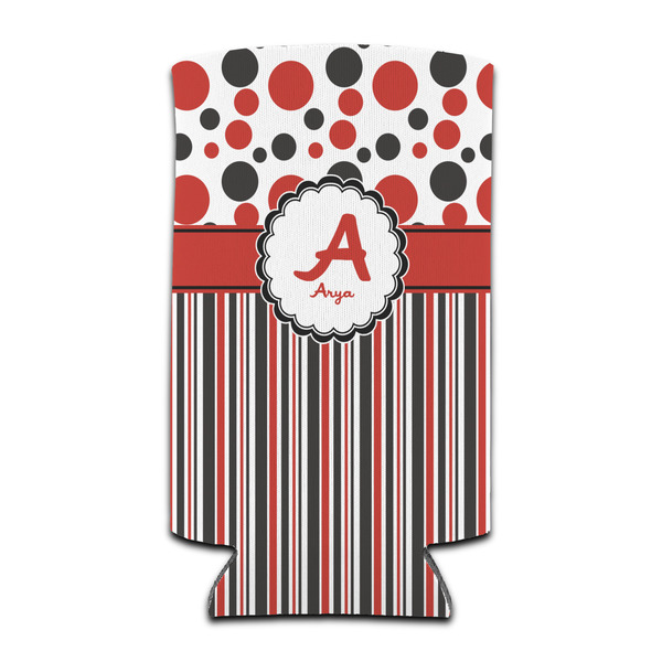 Red & Black Dots & Stripes 12oz Tall Can Sleeve - Set of 4 - FRONT