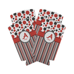 Red & Black Dots & Stripes Can Cooler (tall 12 oz) - Set of 4 (Personalized)