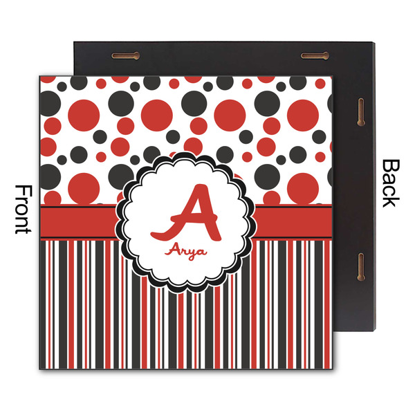 Red & Black Dots & Stripes 12x12 Wood Print - Front & Back View