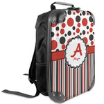 Red & Black Dots & Stripes Kids Hard Shell Backpack (Personalized)