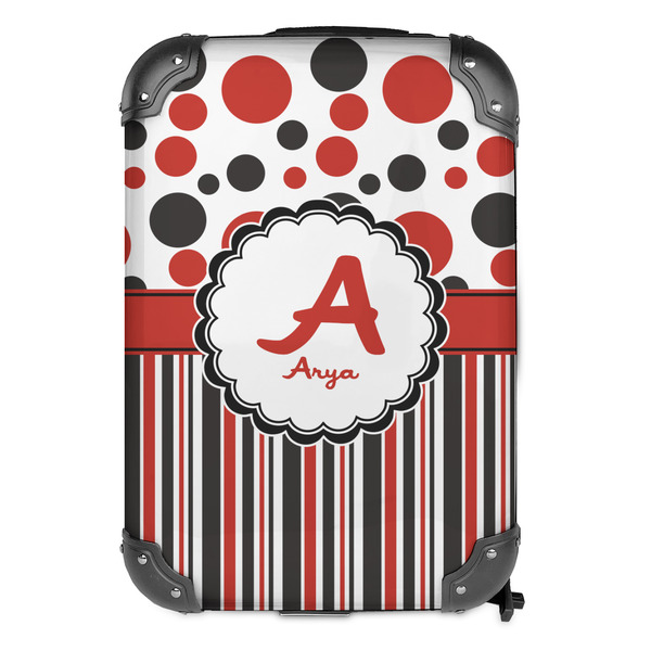 Red & Black Dots & Stripes 13" Hard Shell Backpacks - FRONT