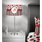 Red & Black Dots & Stripes 13 inch drum lamp shade - in room