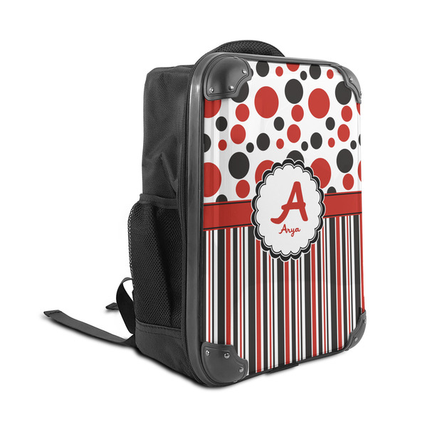 Red & Black Dots & Stripes 15" Backpack - ANGLE VIEW