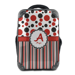 Red & Black Dots & Stripes 15" Hard Shell Backpack (Personalized)