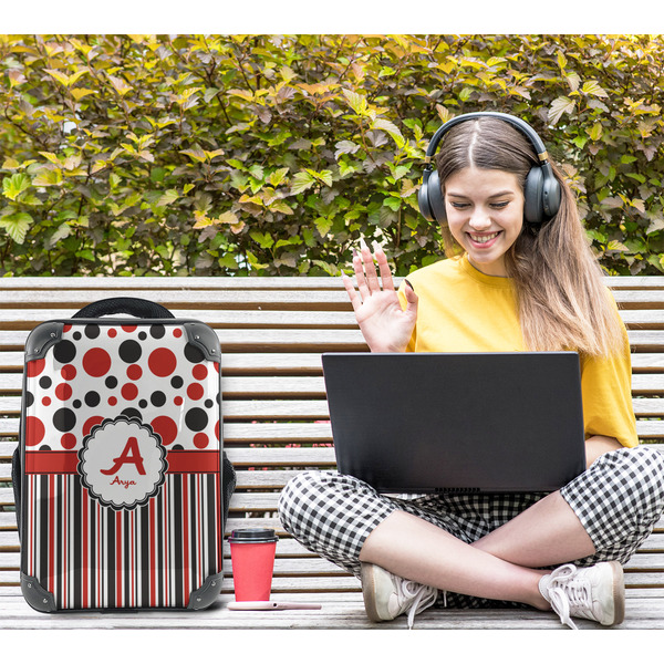 Red & Black Dots & Stripes 15" Backpack - LIFESTYLE