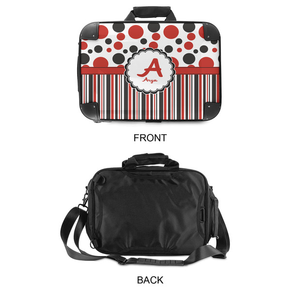 Red & Black Dots & Stripes 15" Hard Shell Briefcase - APPROVAL