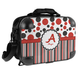 Red & Black Dots & Stripes Hard Shell Briefcase (Personalized)