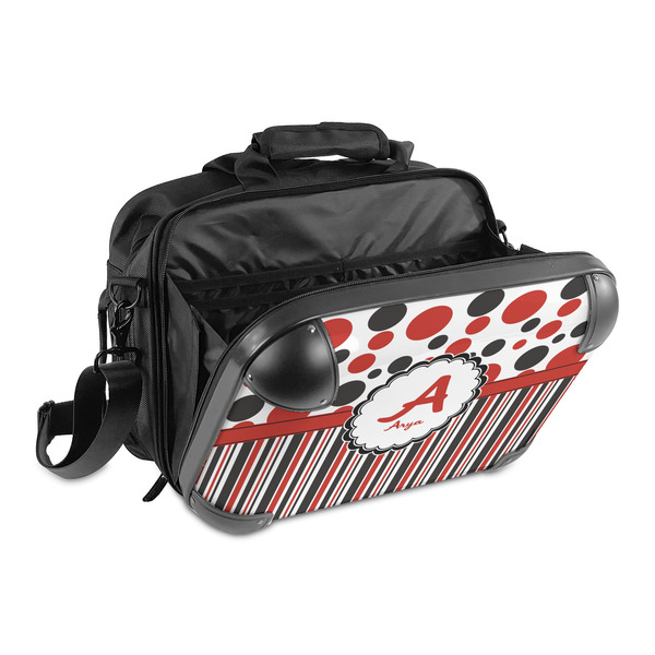 Red & Black Dots & Stripes 15" Hard Shell Briefcase - Open