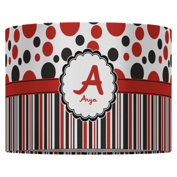 Red & Black Dots & Stripes 16" Drum Lampshade - FRONT (Fabric)